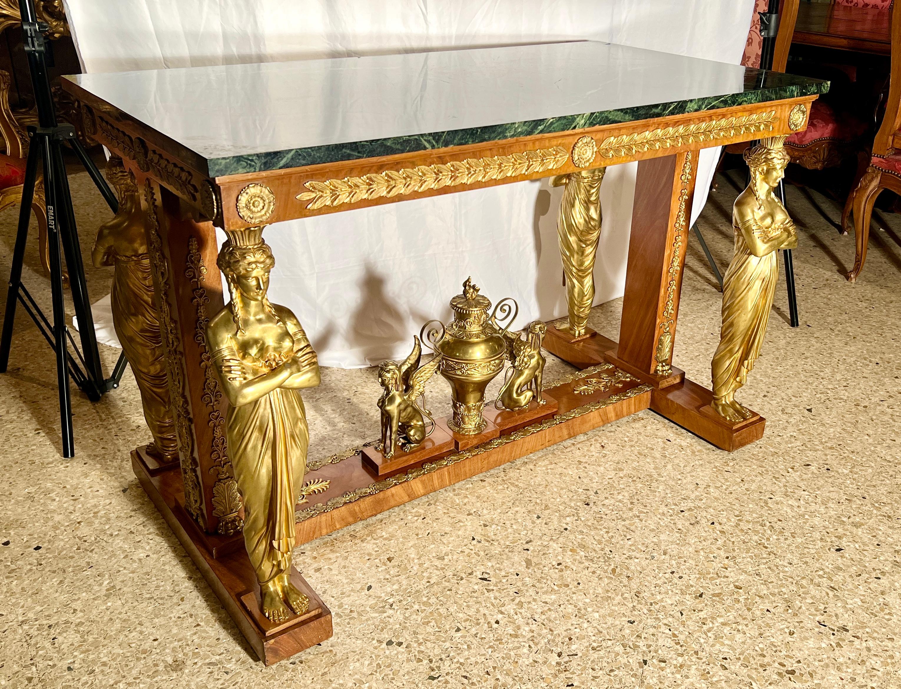 Antique French Empire Gilt Bronze & Mahogany Marble Top Center Table, Circa 1880 For Sale 4