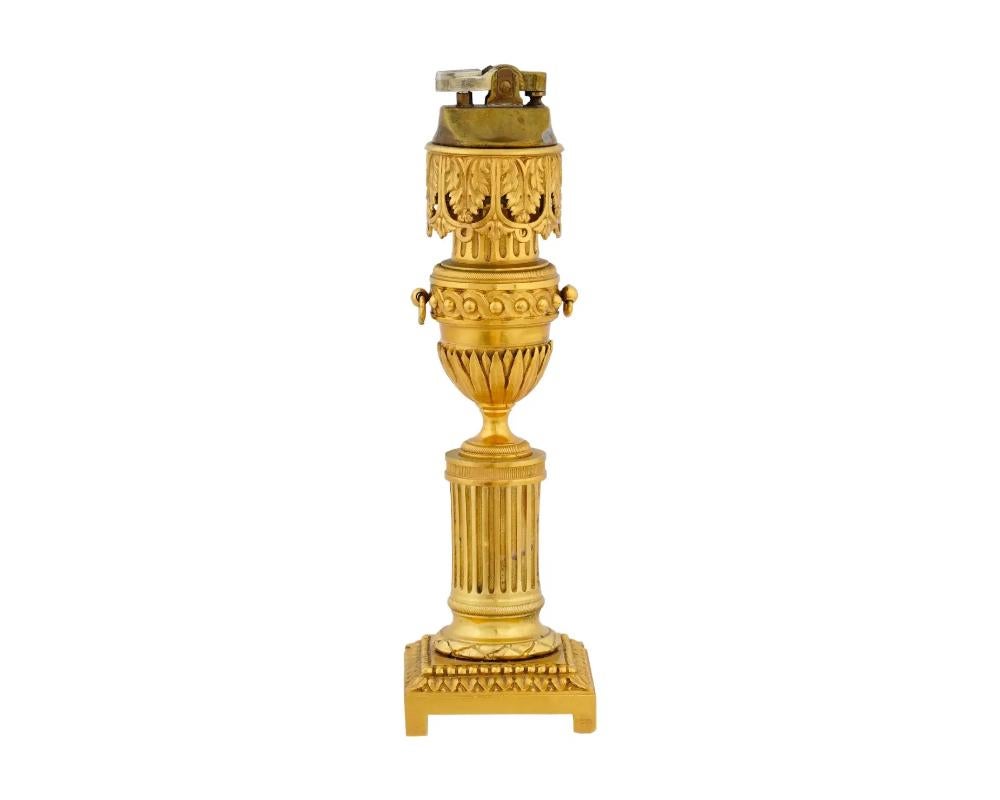 Antique French Empire Gilt Bronze Table Lighter In Good Condition In New York, NY