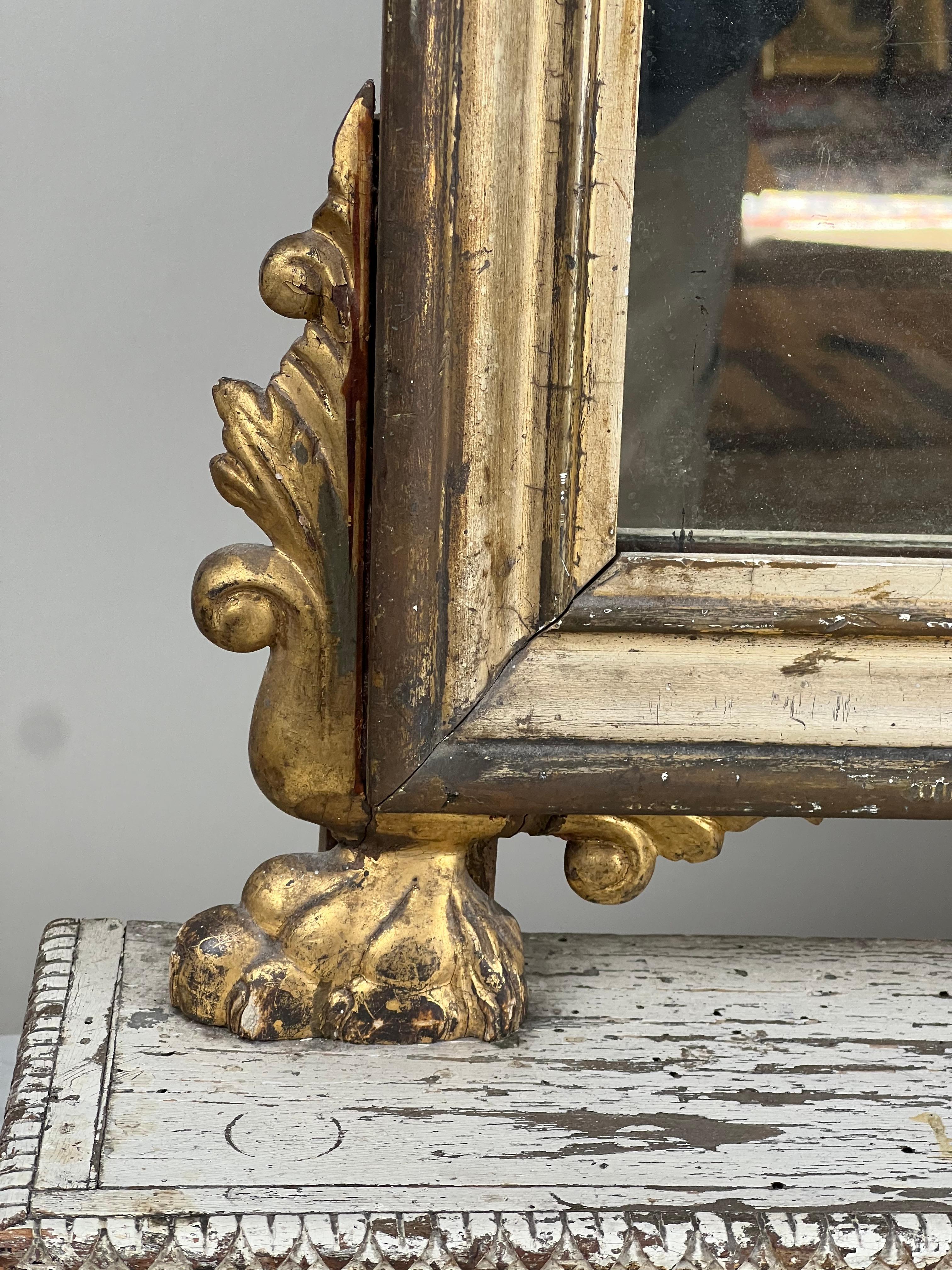 Antiguo espejo de tocador o de mesa de madera dorada del Imperio francés c. Mediados del siglo XIX Espejo en venta