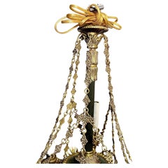 Antique French Empire Gold Bronze and Patinated Bronze Chandelier, Circa 1880.