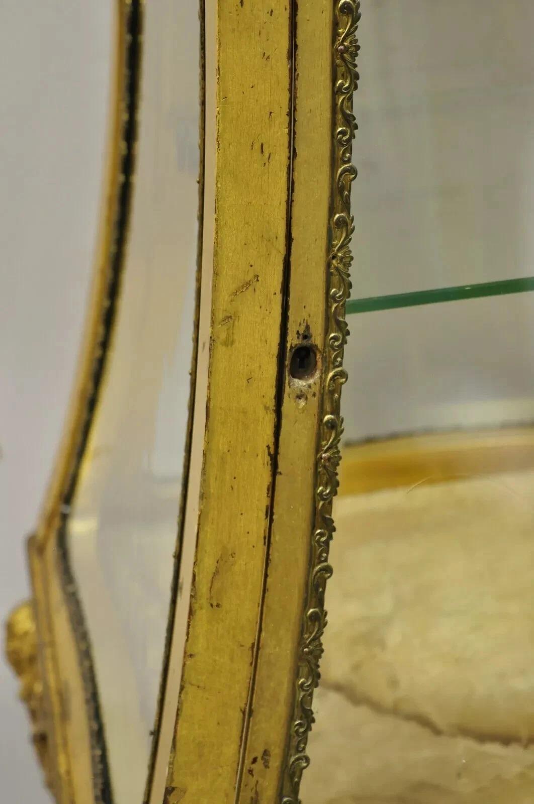 Antique French Empire Gold Gilt Cherub Vitrine Curio Cabinet w/ Onyx Pedestal For Sale 5