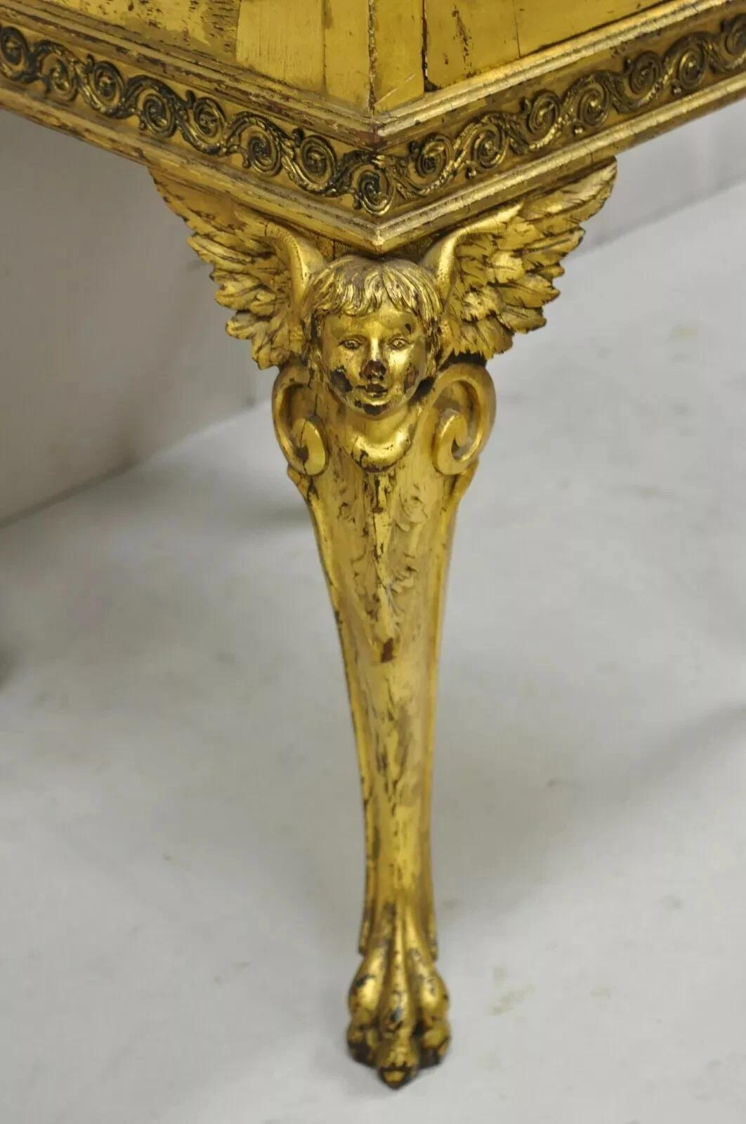 Antique French Empire Gold Gilt Cherub Vitrine Curio Cabinet w/ Onyx Pedestal For Sale 7