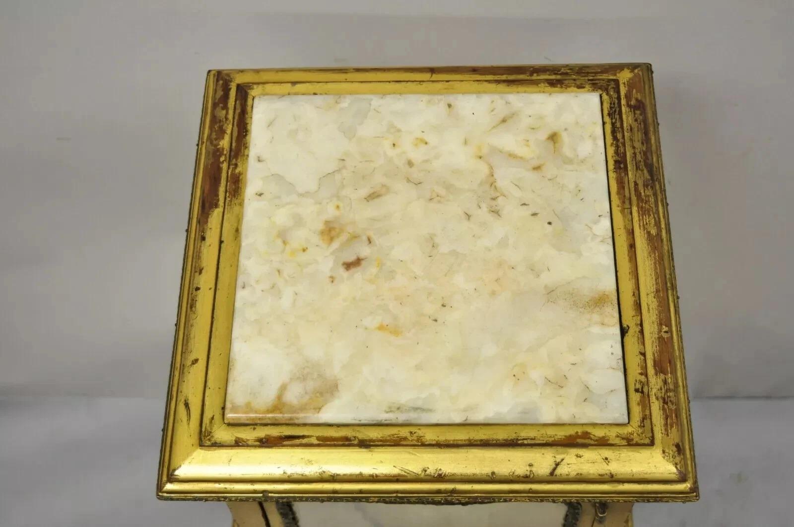 Antique French Empire Gold Gilt Cherub Vitrine Curio Cabinet w/ Onyx Pedestal In Good Condition For Sale In Philadelphia, PA