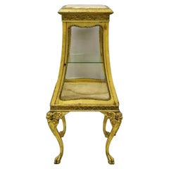 Antique French Empire Gold Gilt Cherub Vitrine Curio Cabinet w/ Onyx Pedestal