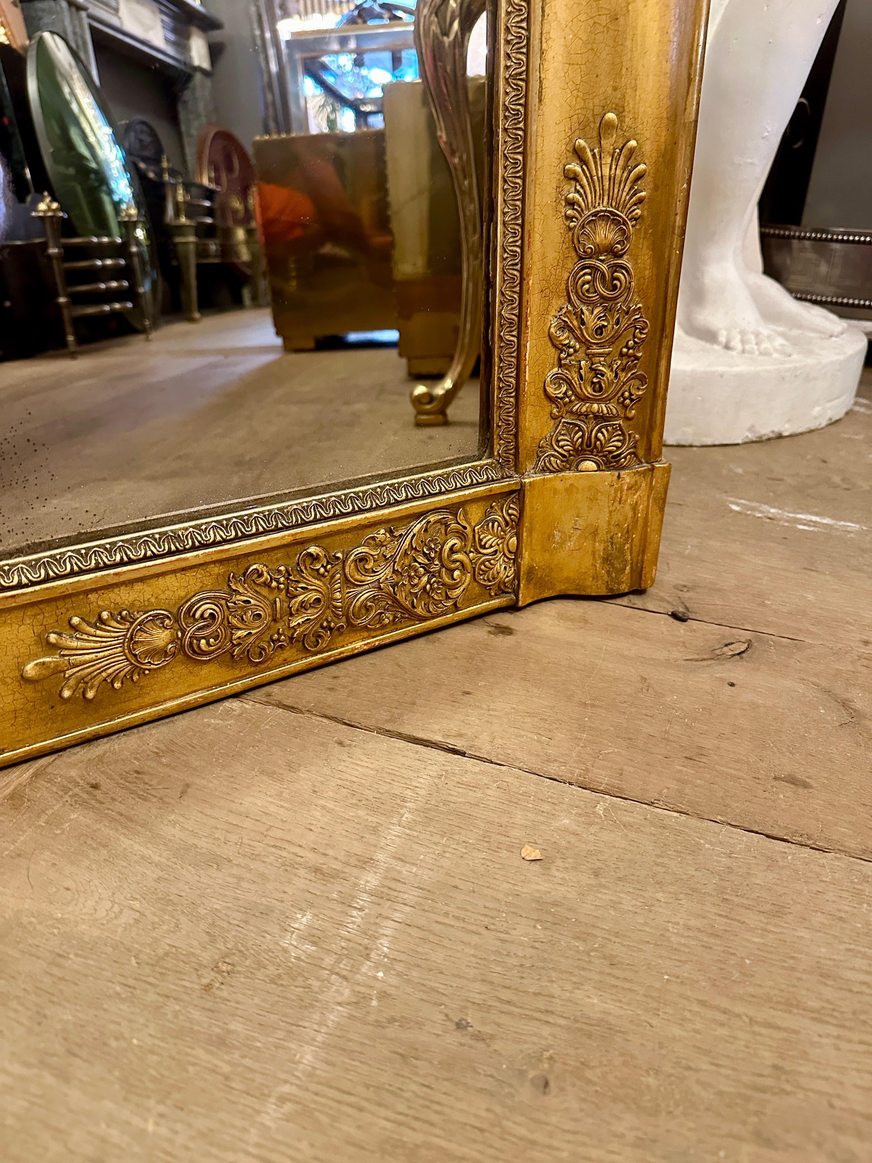 Sobremantel dorado Antique French Empire  Espejo en venta 3