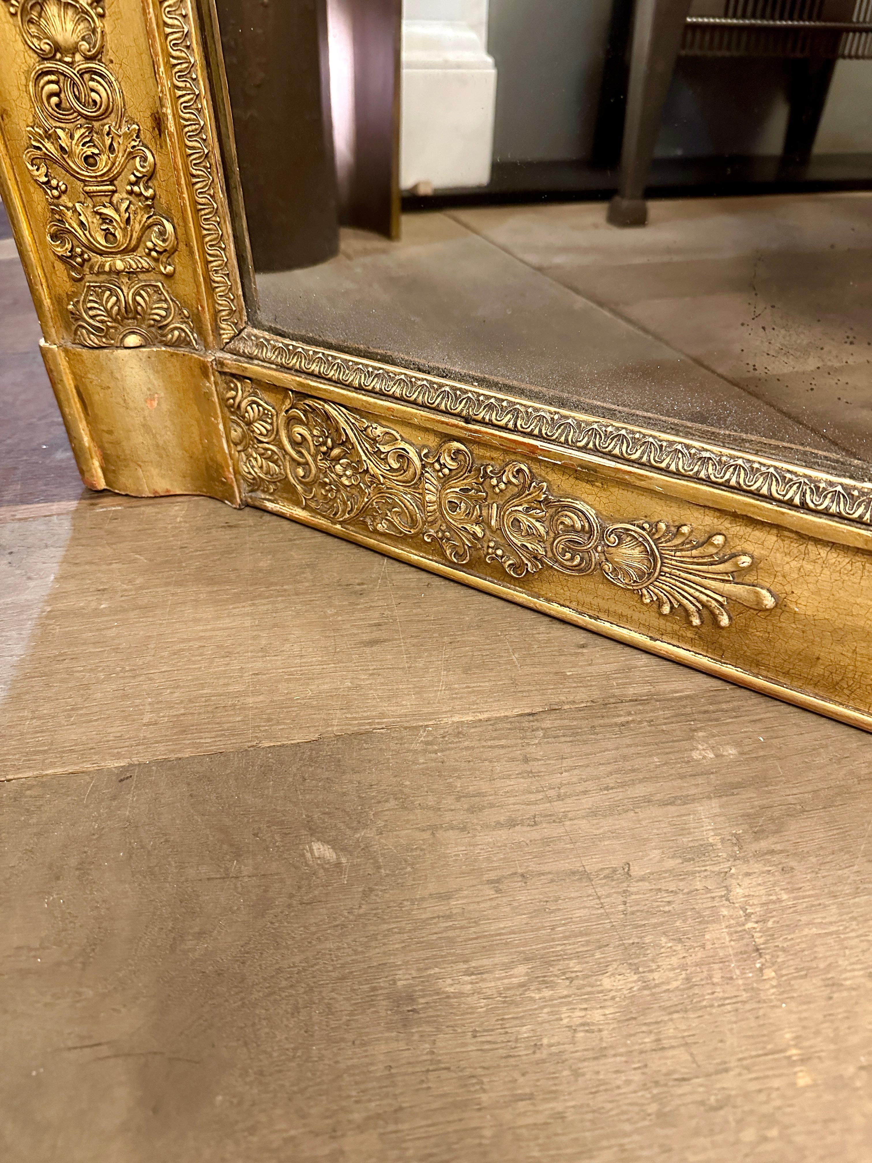 Sobremantel dorado Antique French Empire  Espejo en venta 4