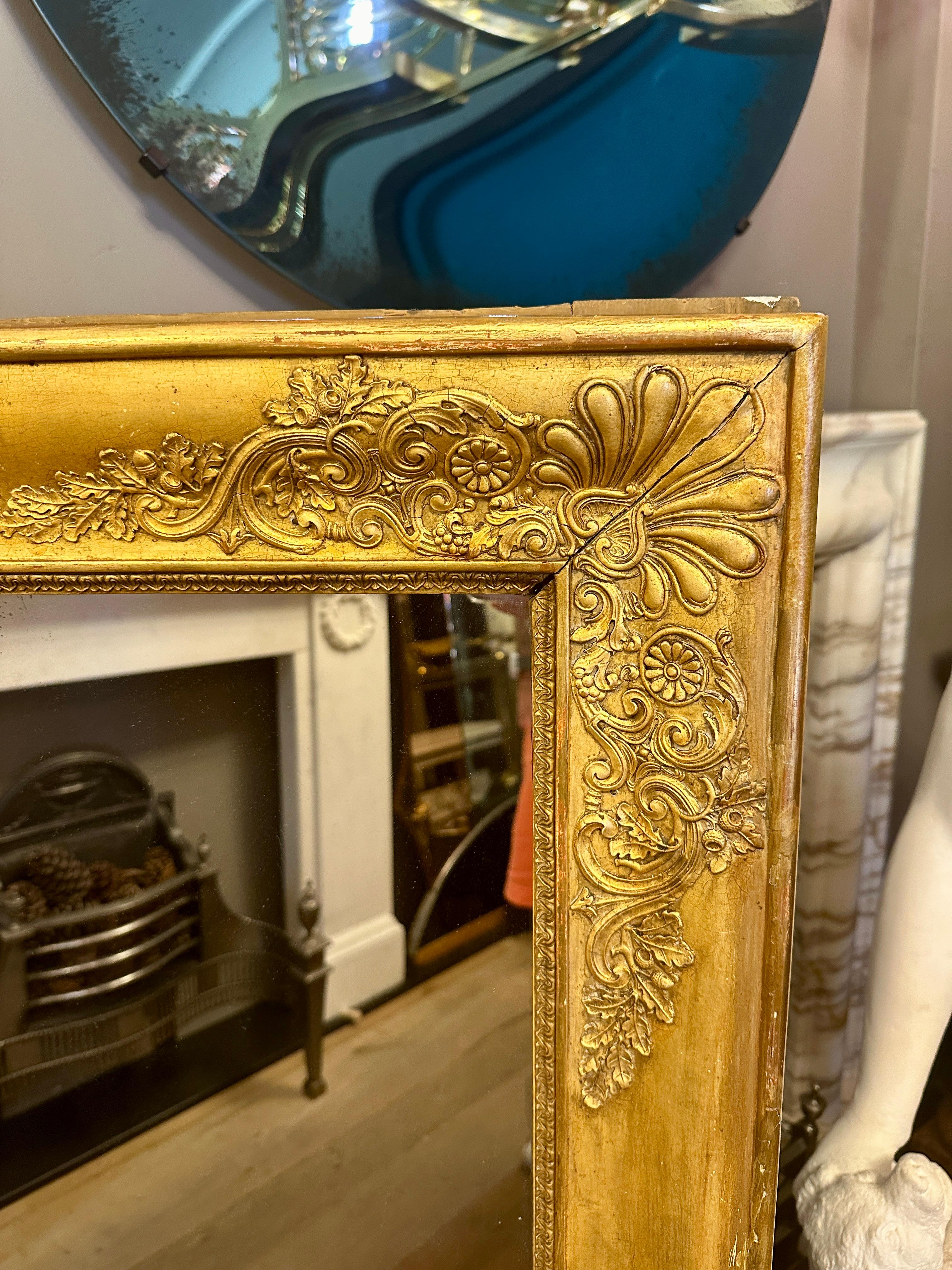Sobremantel dorado Antique French Empire  Espejo en Bueno estado para la venta en London, GB