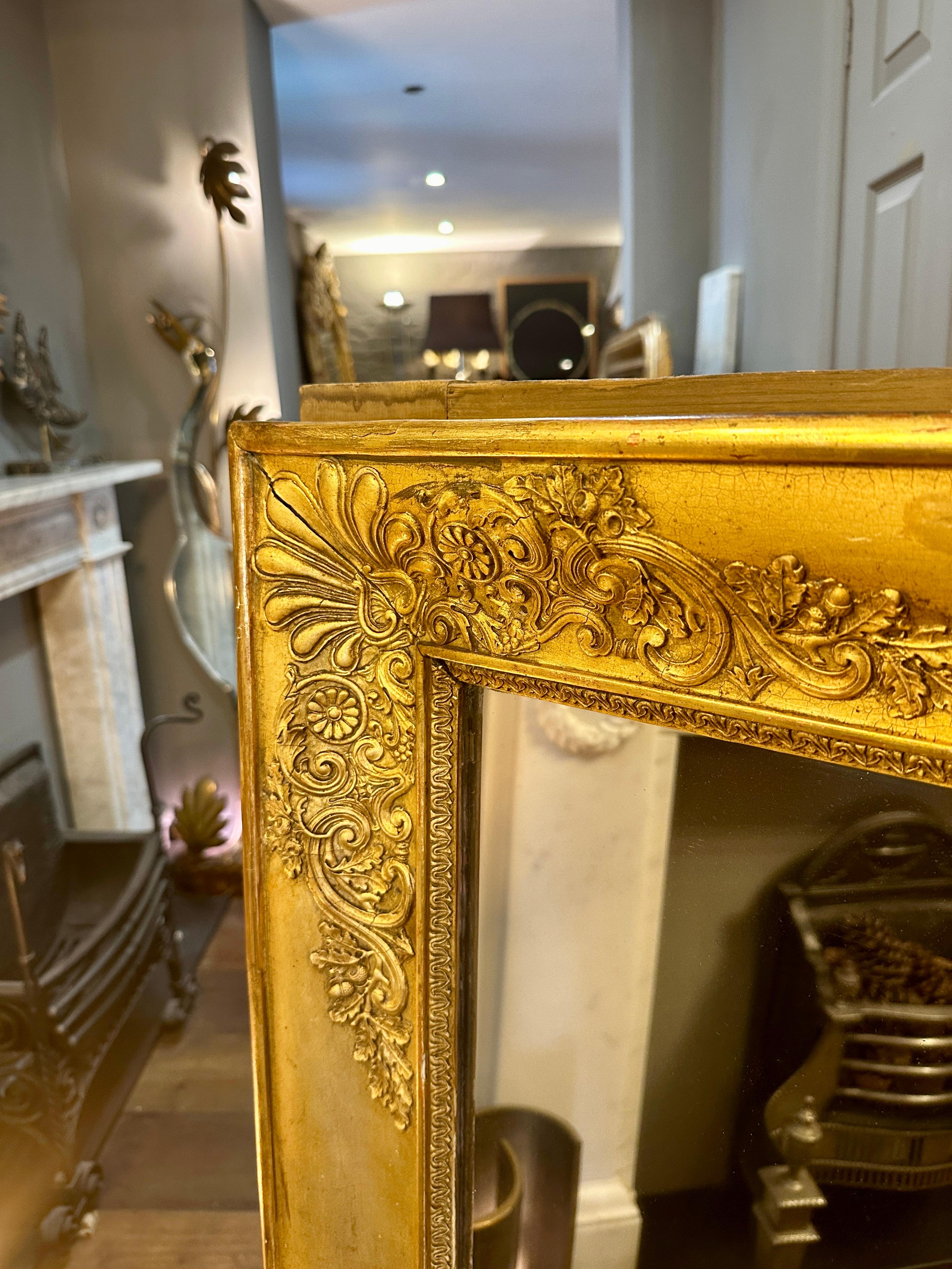 Sobremantel dorado Antique French Empire  Espejo siglo XIX en venta
