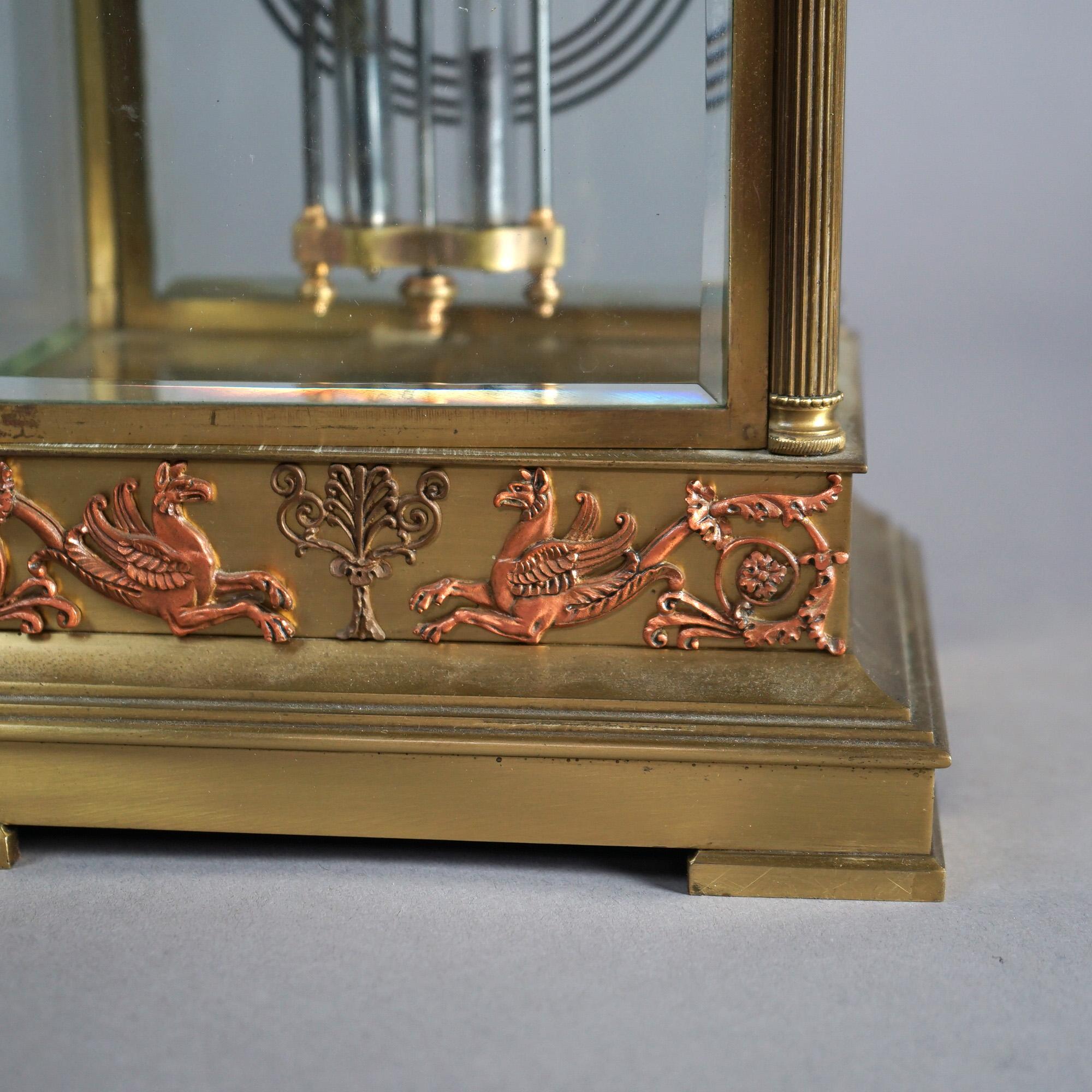 Antique French Empire Lowe & Sons Paris Bronze Crystal Regulator Clock 19thC 8