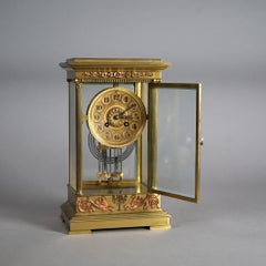 Antique French Empire Lowe & Sons Paris Bronze Crystal Regulator Clock 19thC