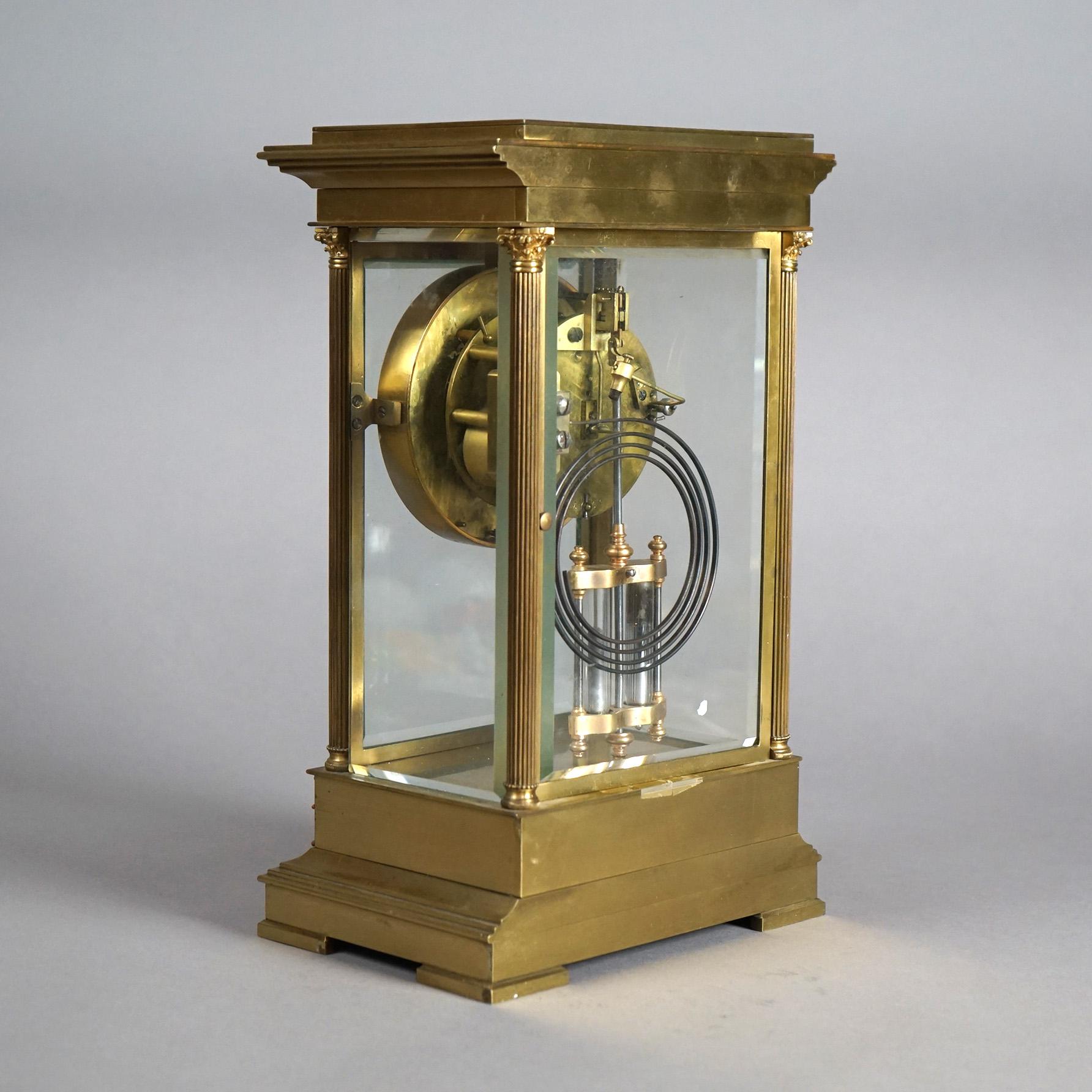 Antique French Empire Lowe & Sons Paris Bronze Crystal Regulator Clock 19thC 2