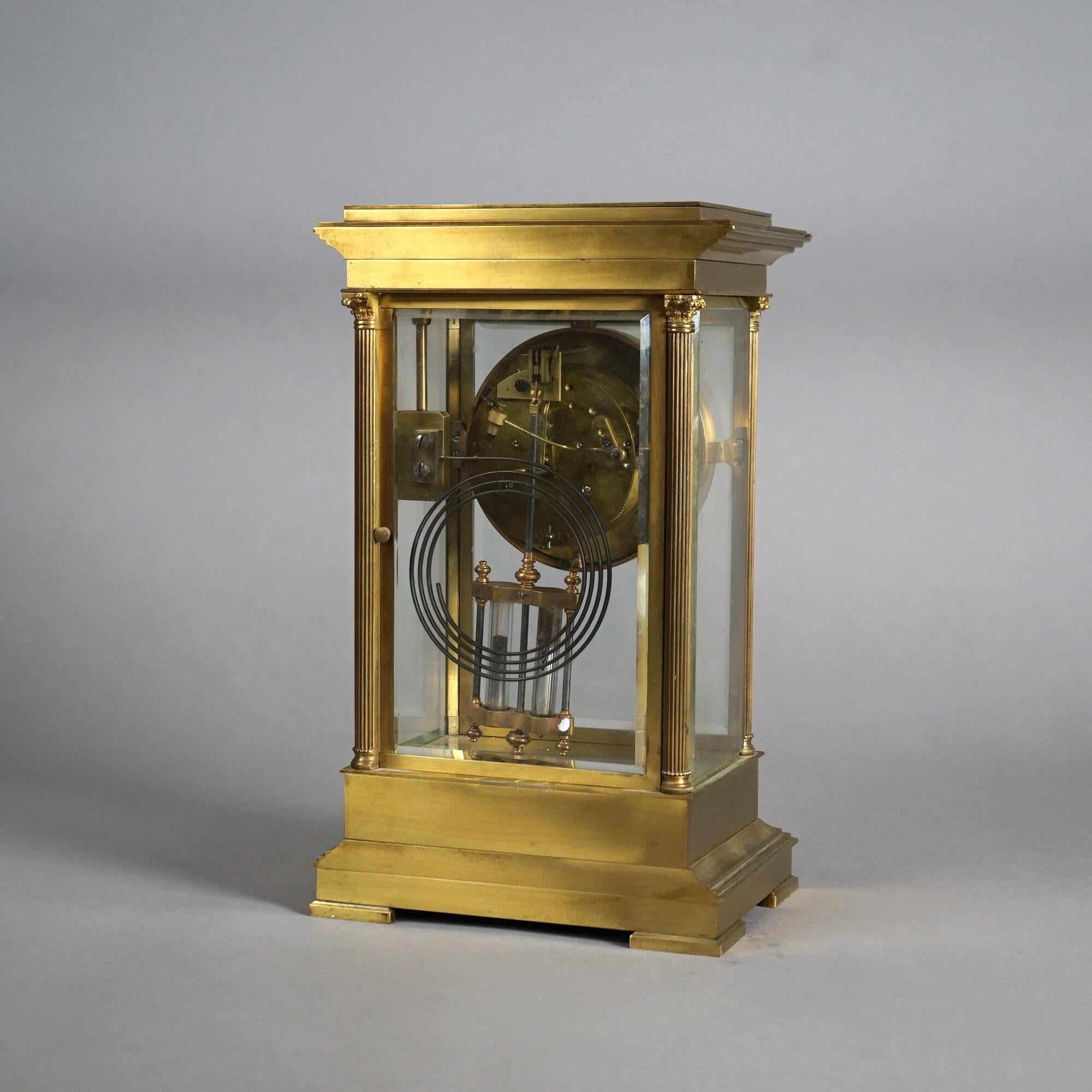 Antique French Empire Lowe & Sons Paris Bronze Crystal Regulator Clock 19thC 3