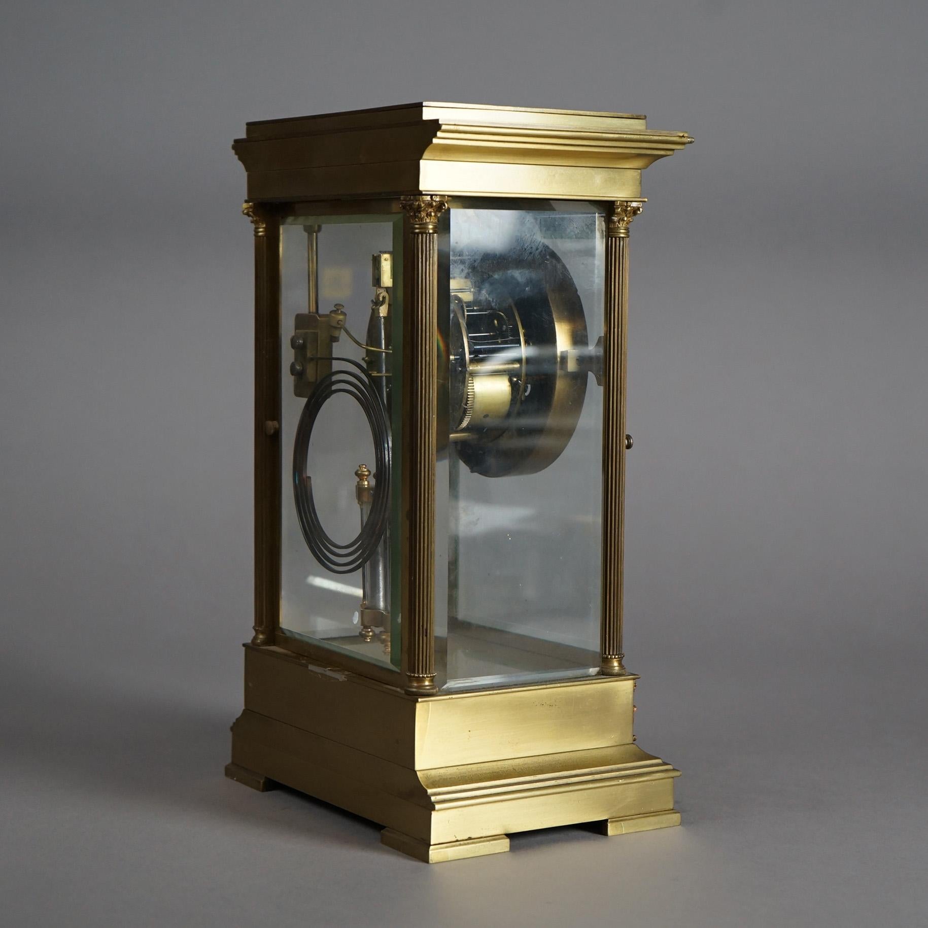 Antique French Empire Lowe & Sons Paris Bronze Crystal Regulator Clock 19thC 4