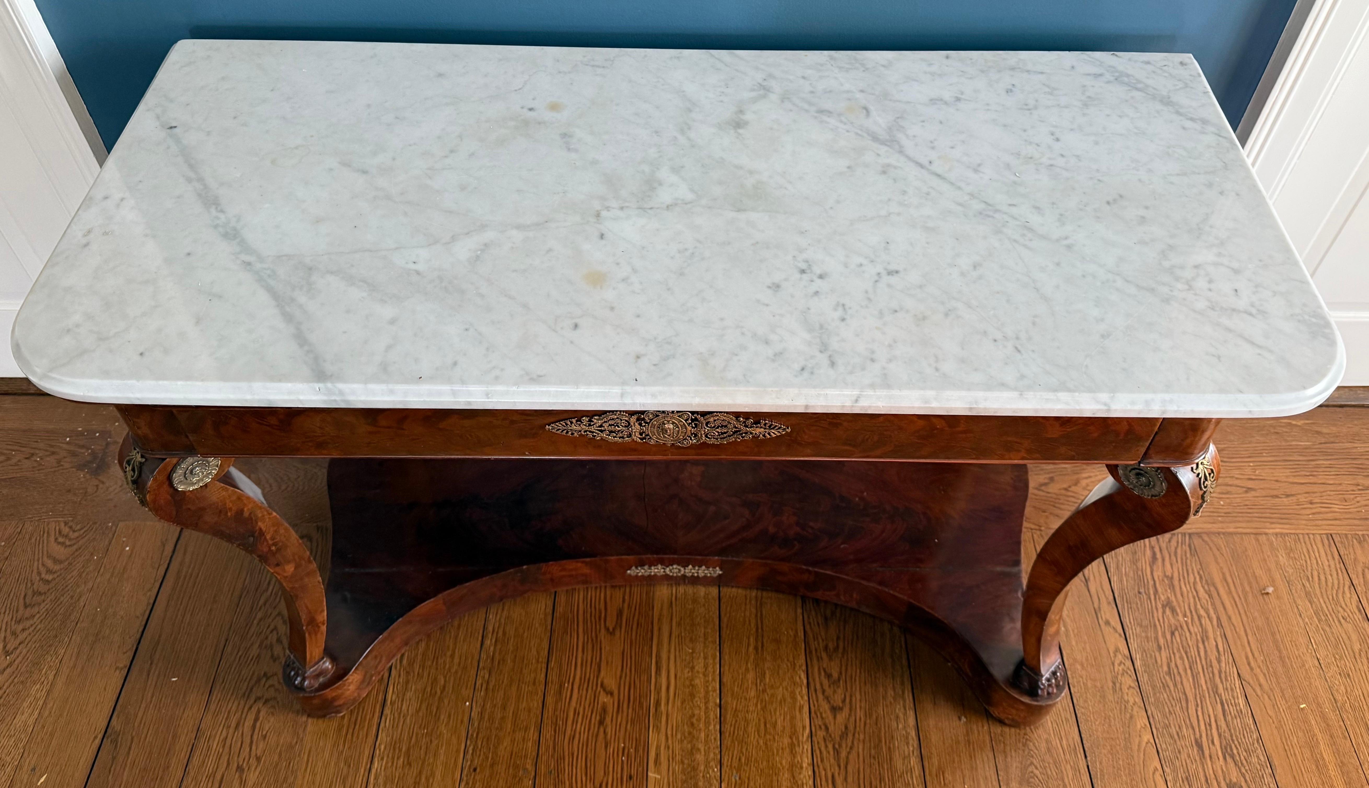 Antique French Empire Mahogany and Marble Top Console Table Bar Server Buffet 6