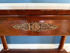 Ancienne table console en acajou et marbre de l'Empire Antique Bar Serveur Buffet