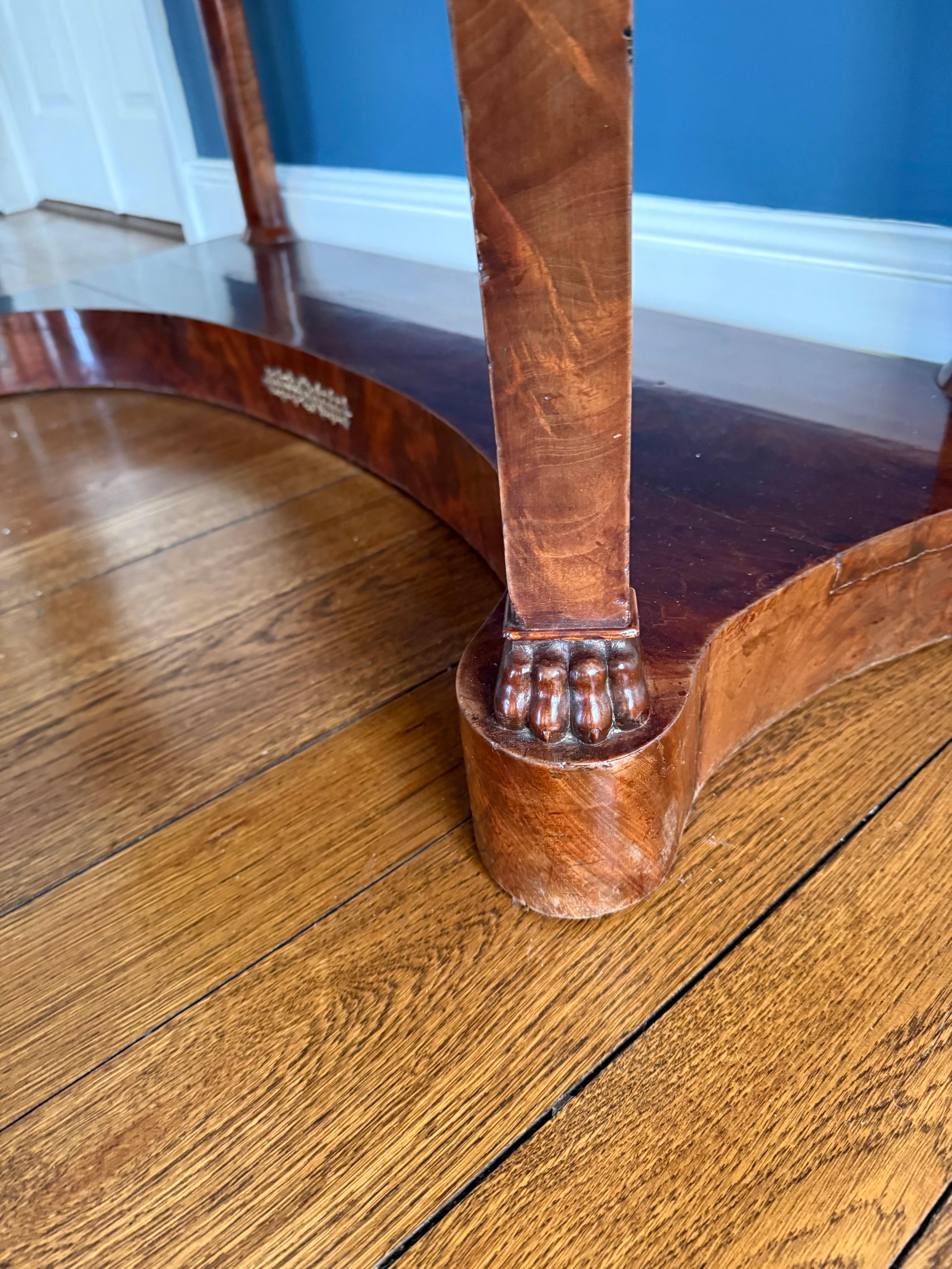 Antique French Empire Mahogany and Marble Top Console Table Bar Server Buffet In Good Condition In West Hartford, CT