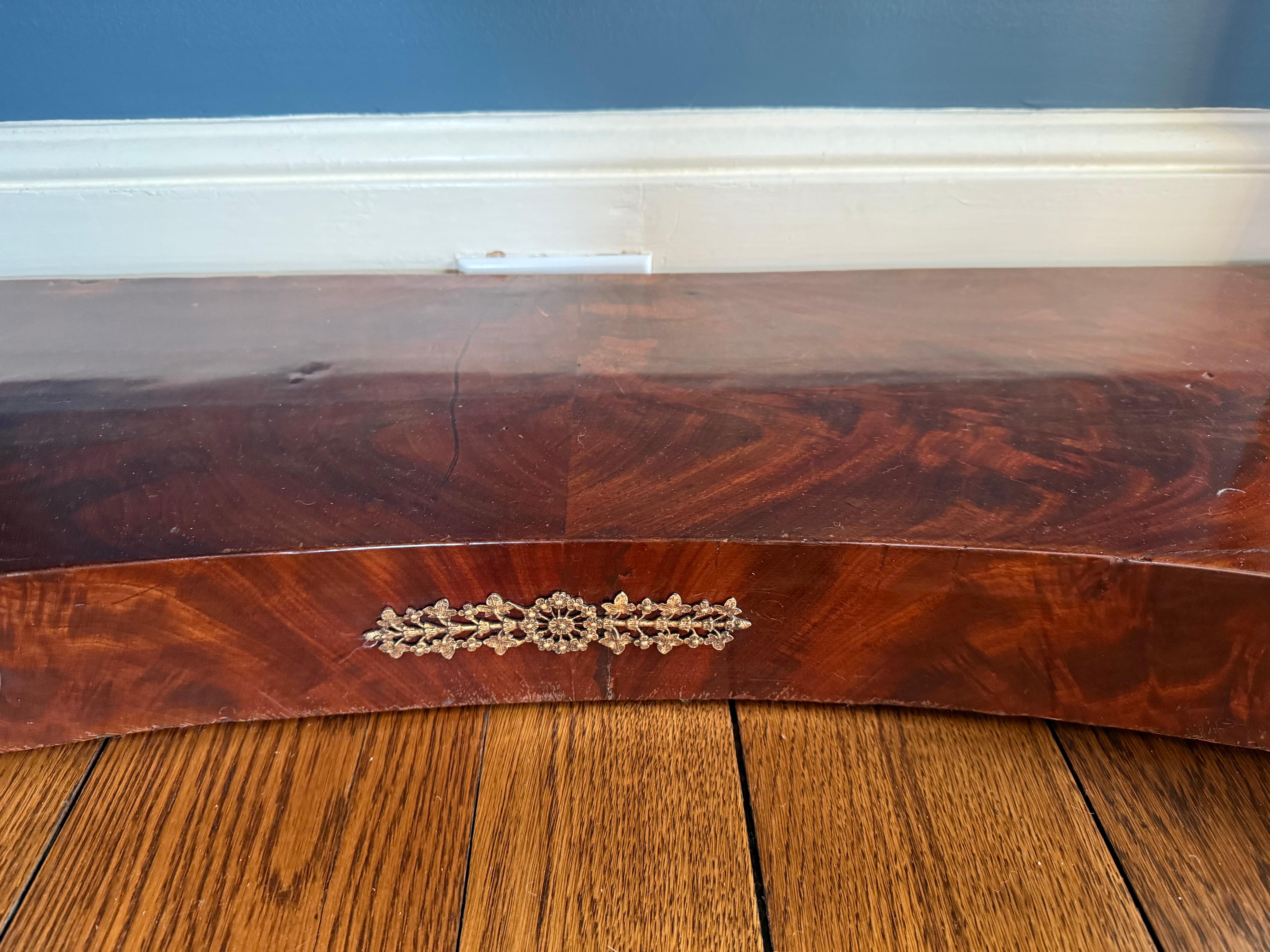 19th Century Antique French Empire Mahogany and Marble Top Console Table Bar Server Buffet