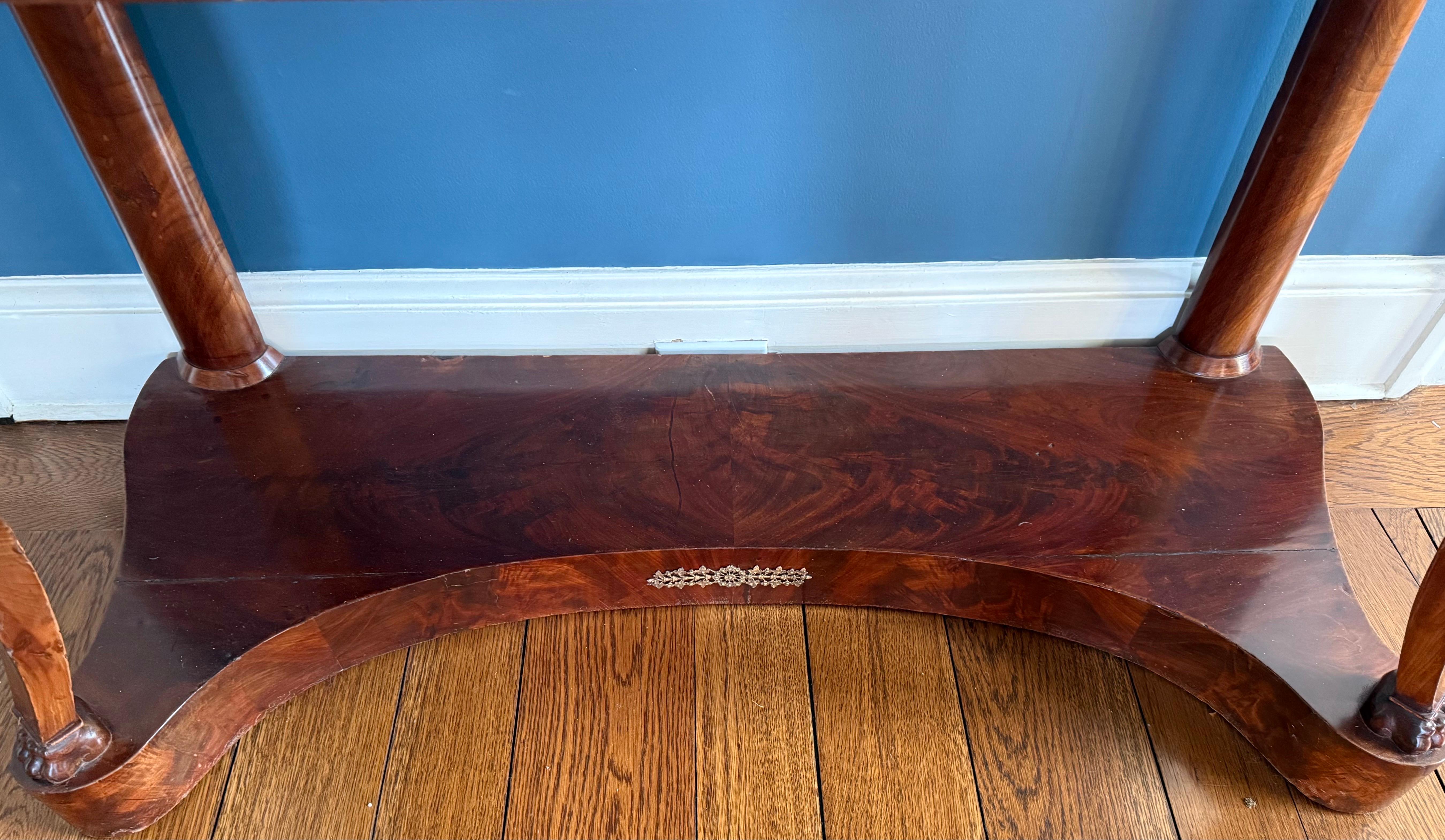 Antique French Empire Mahogany and Marble Top Console Table Bar Server Buffet 1
