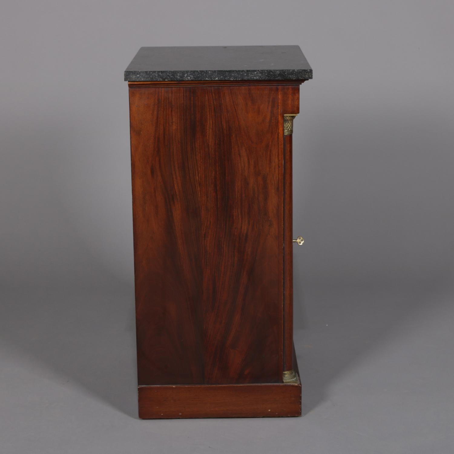 Antique French Empire Mahogany & Bronze Marble Top Side Cabinet, 20th Century im Zustand „Gut“ in Big Flats, NY