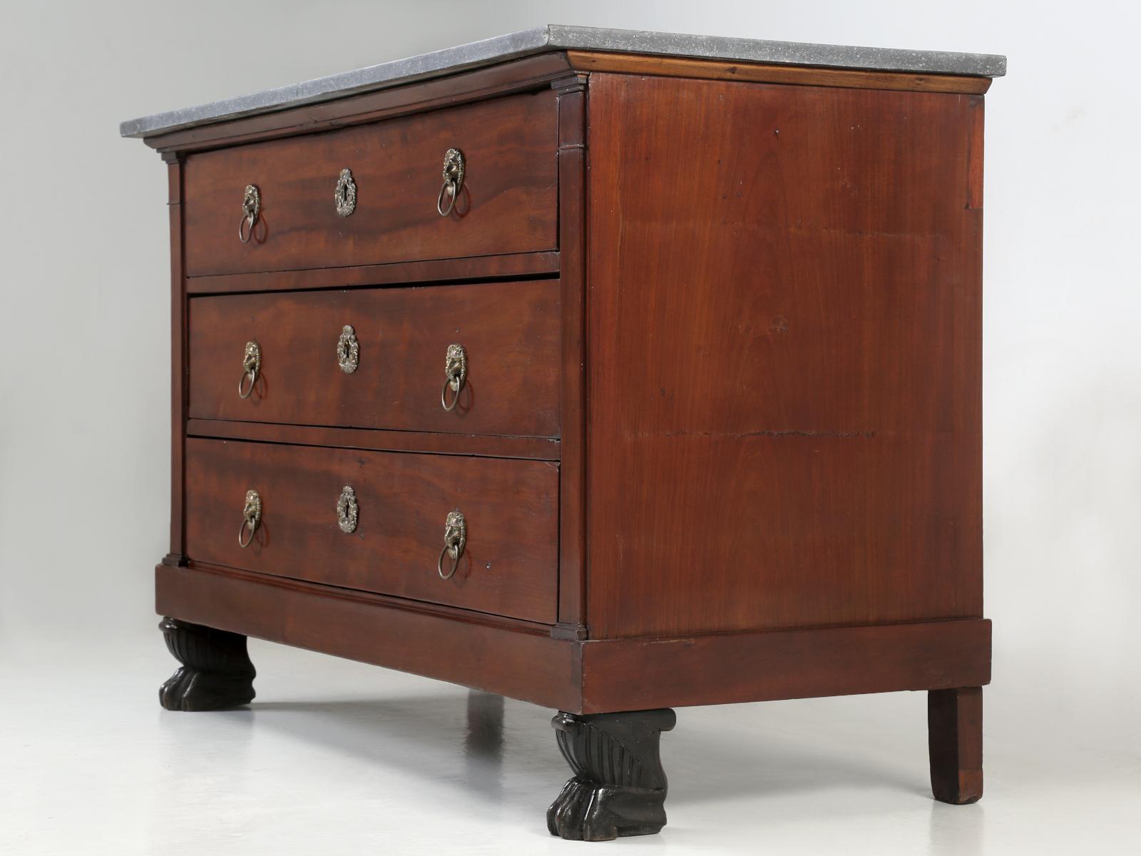 Antique French Empire Mahogany Commode with Lion Paw Feet, French Polished For Sale 10