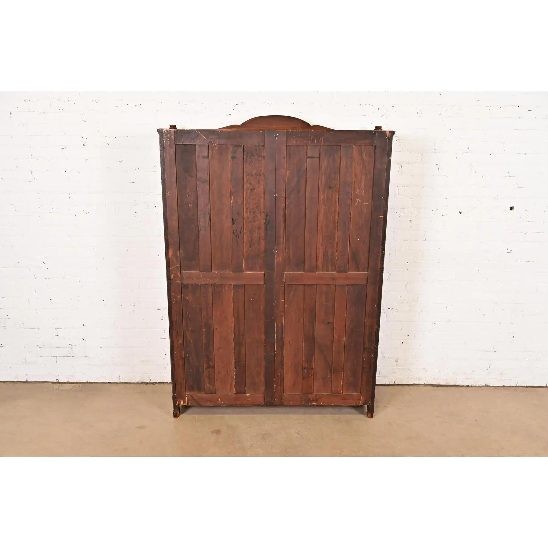 Antique French Empire Mahogany Double Bookcase With Mounted Ormolu, Circa 1890s For Sale 7
