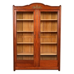 Antique French Empire Mahogany Double Bookcase With Mounted Ormolu, Circa 1890s