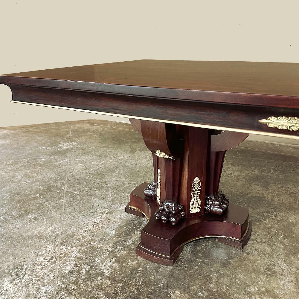 Antique French Empire Caoba Doble Pedestal Comedor ~ Mesa de Conferencia en venta 5