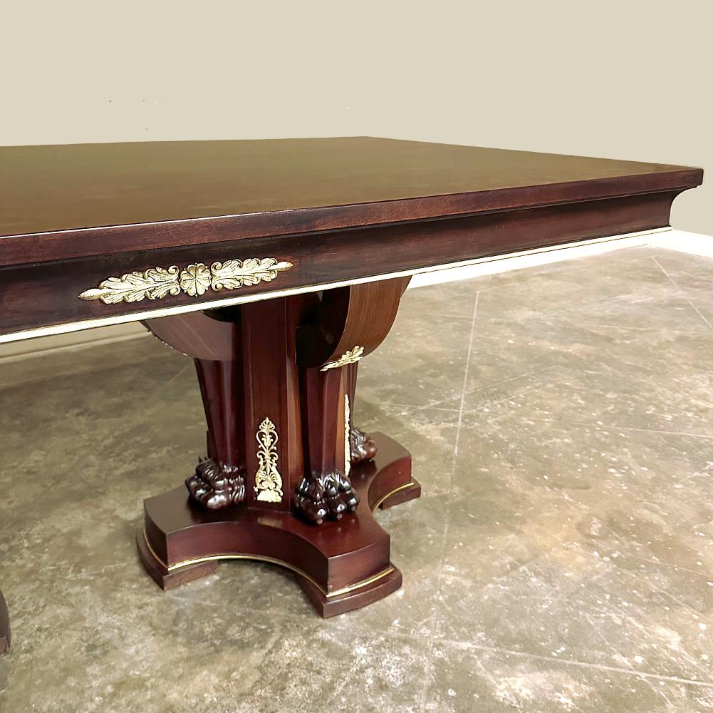 Antique French Empire Caoba Doble Pedestal Comedor ~ Mesa de Conferencia en venta 6