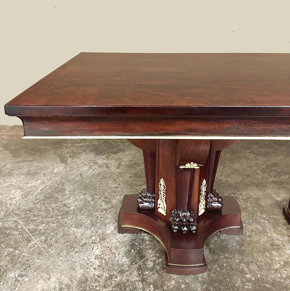 Antique French Empire Caoba Doble Pedestal Comedor ~ Mesa de Conferencia en venta 7