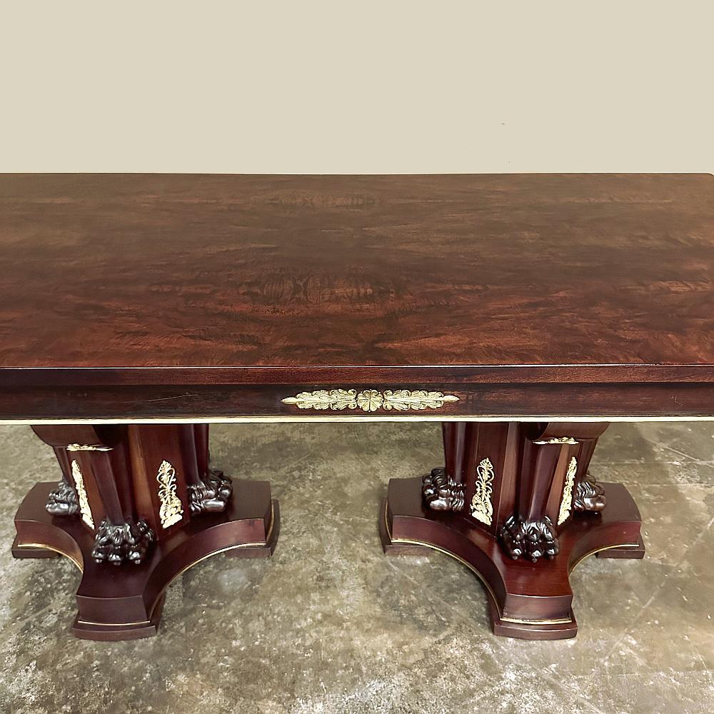 Antique French Empire Caoba Doble Pedestal Comedor ~ Mesa de Conferencia en venta 8