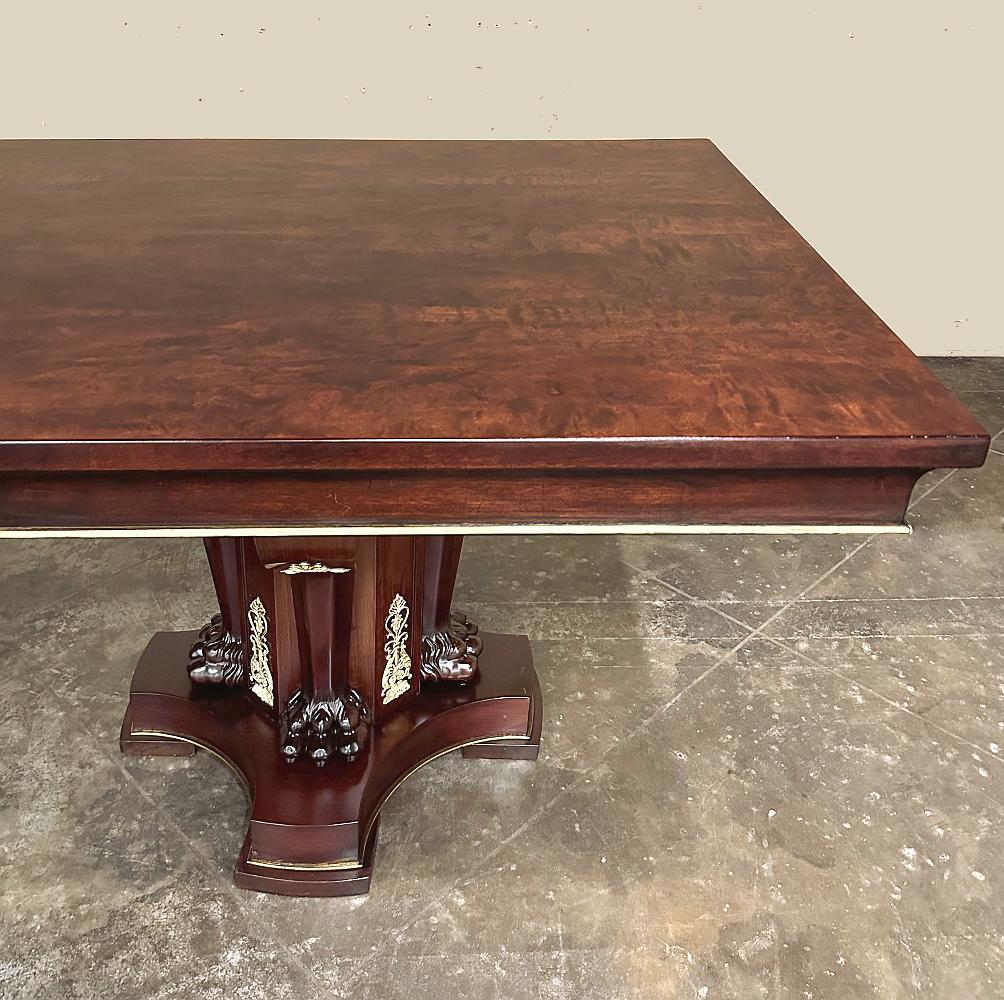 Antique French Empire Caoba Doble Pedestal Comedor ~ Mesa de Conferencia en venta 9