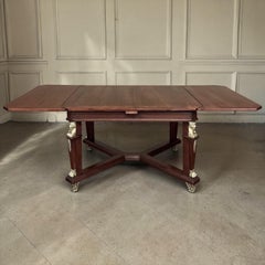 Antique French Empire Mahogany Draw Leaf Dining Table with Bronze Mounts