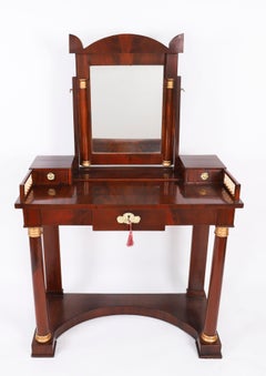 Antique French Empire Mahogany Dressing Table & Mirror 19th Century