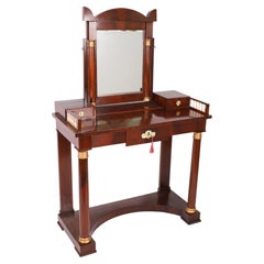 Antique French Empire Mahogany Dressing Table & Mirror 19th Century