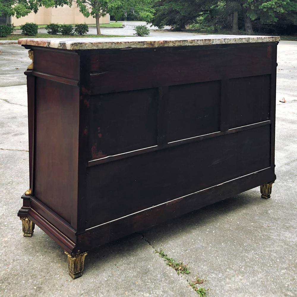 Antique French Empire Mahogany Marble Top Buffet with Bronze For Sale 9