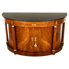Antique French Empire Mahogany Ormolu Marble top Demi-Lune Cabinet Commode 1810