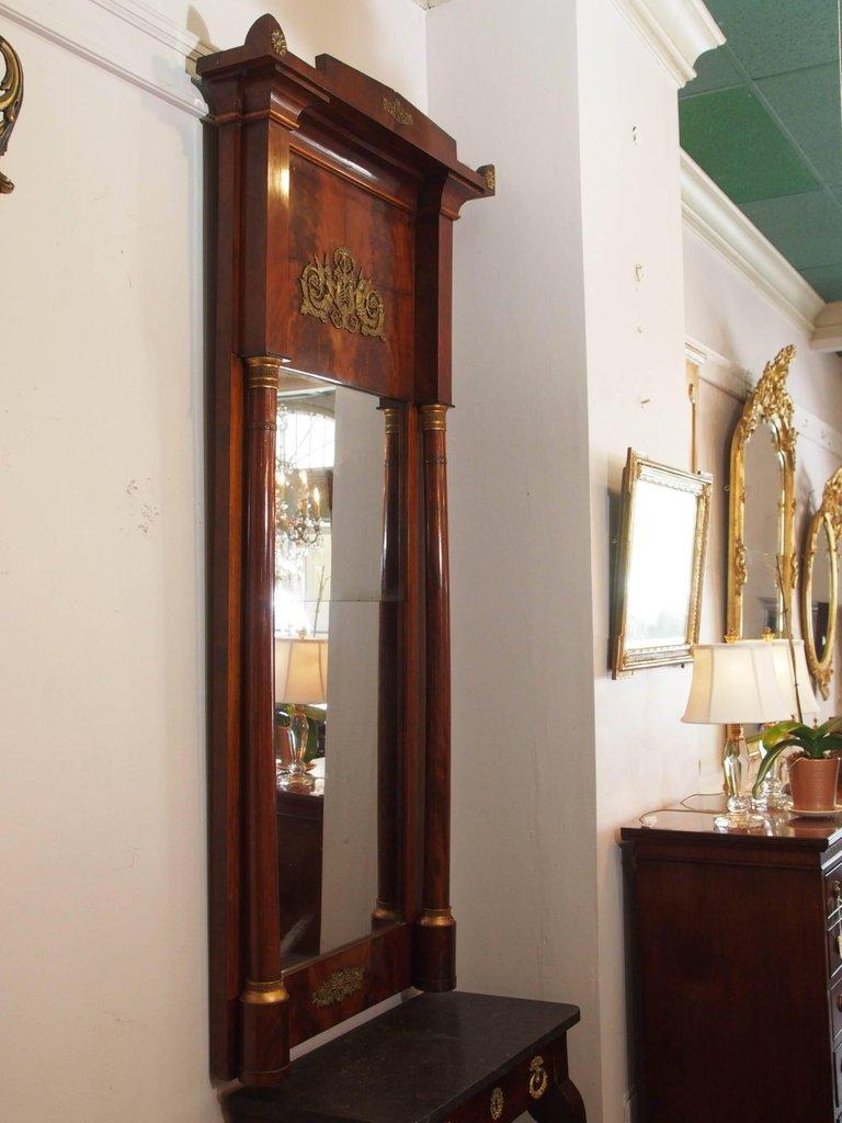 Antique French Empire Mahogany Pier Mirror For Sale 3