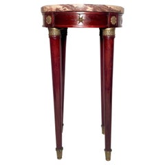 Antique French Empire Mahogany Round Table with Original Marble Circa 1830-1840.