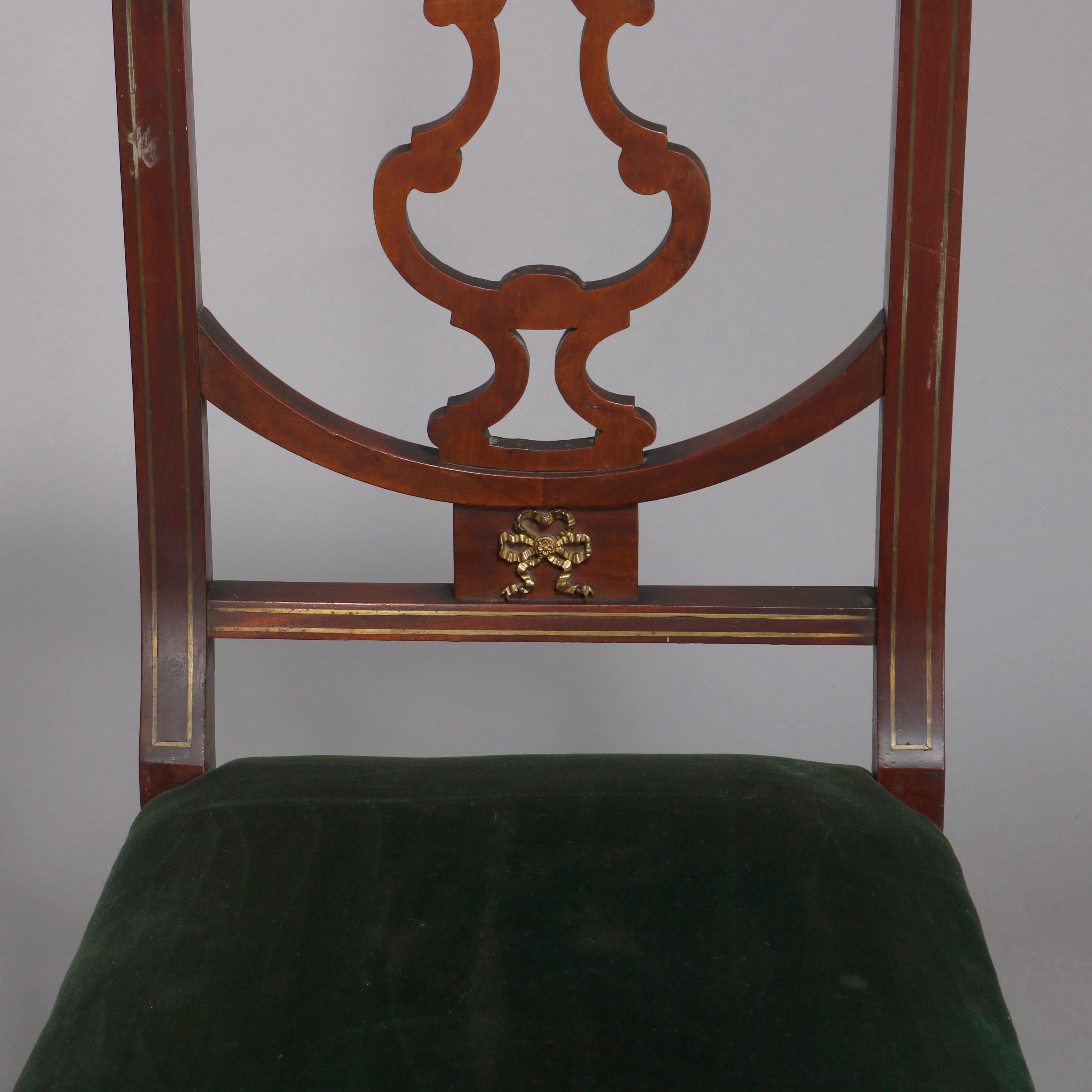 Cast Antique French Empire Mahogany Side chair with Ormolu Mounts 19th C For Sale