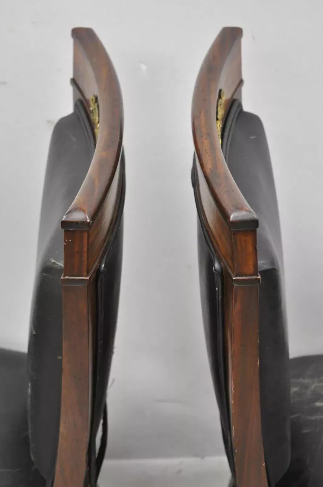 Antique French Empire Mahogany Side Chairs w/ Neoclassical Bronze Ormolu - Pair For Sale 6
