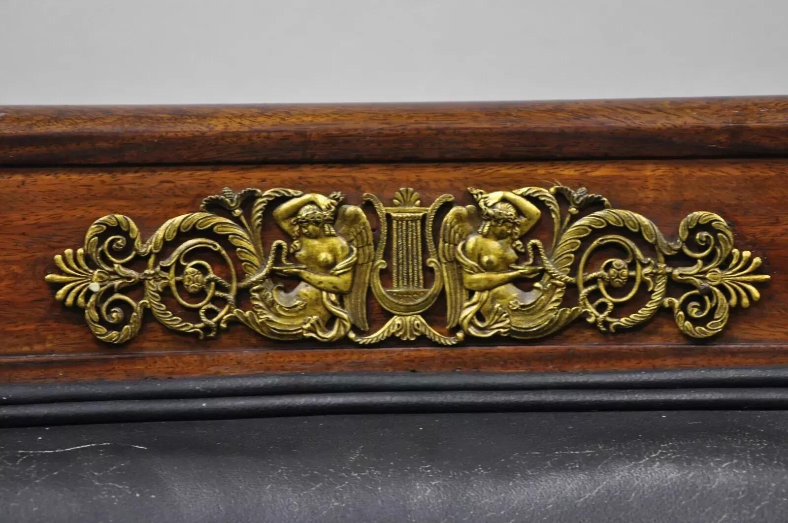 Unknown Antique French Empire Mahogany Side Chairs w/ Neoclassical Bronze Ormolu - Pair For Sale