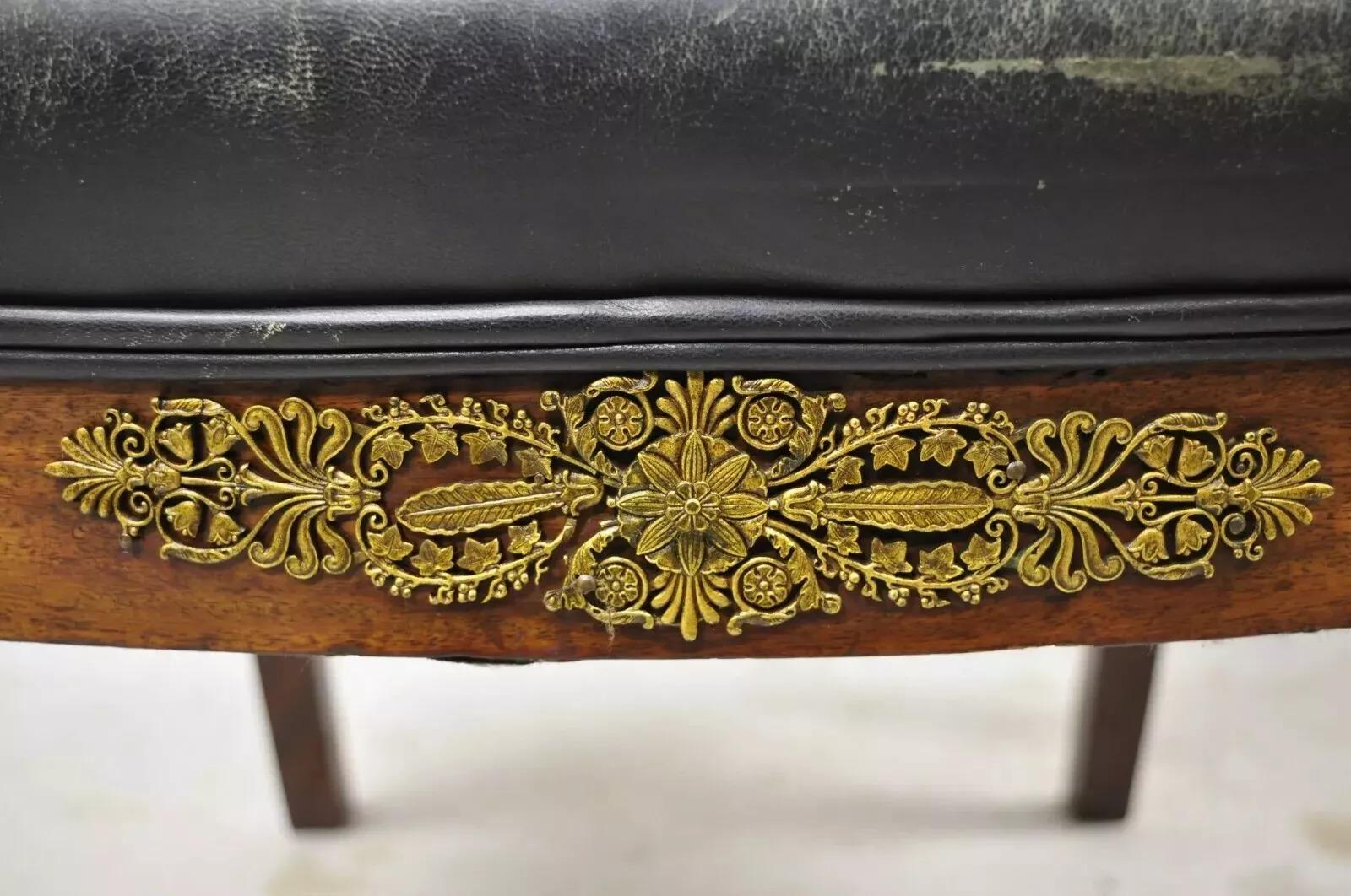 Antique French Empire Mahogany Side Chairs w/ Neoclassical Bronze Ormolu - Pair In Good Condition For Sale In Philadelphia, PA