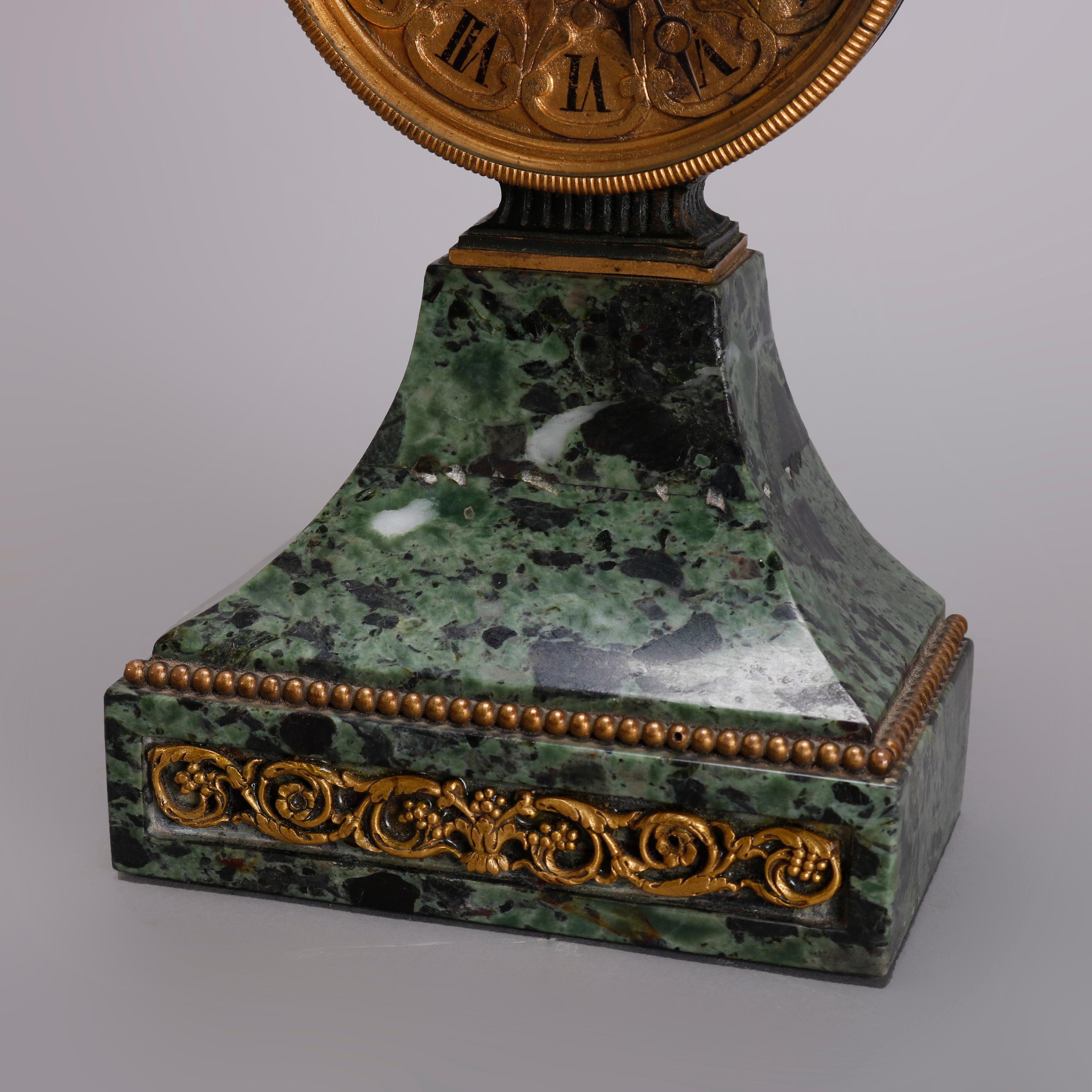 Antique French Empire Marble and Bronze Ormolu Lyre Form Mantel Clock circa 1820 5