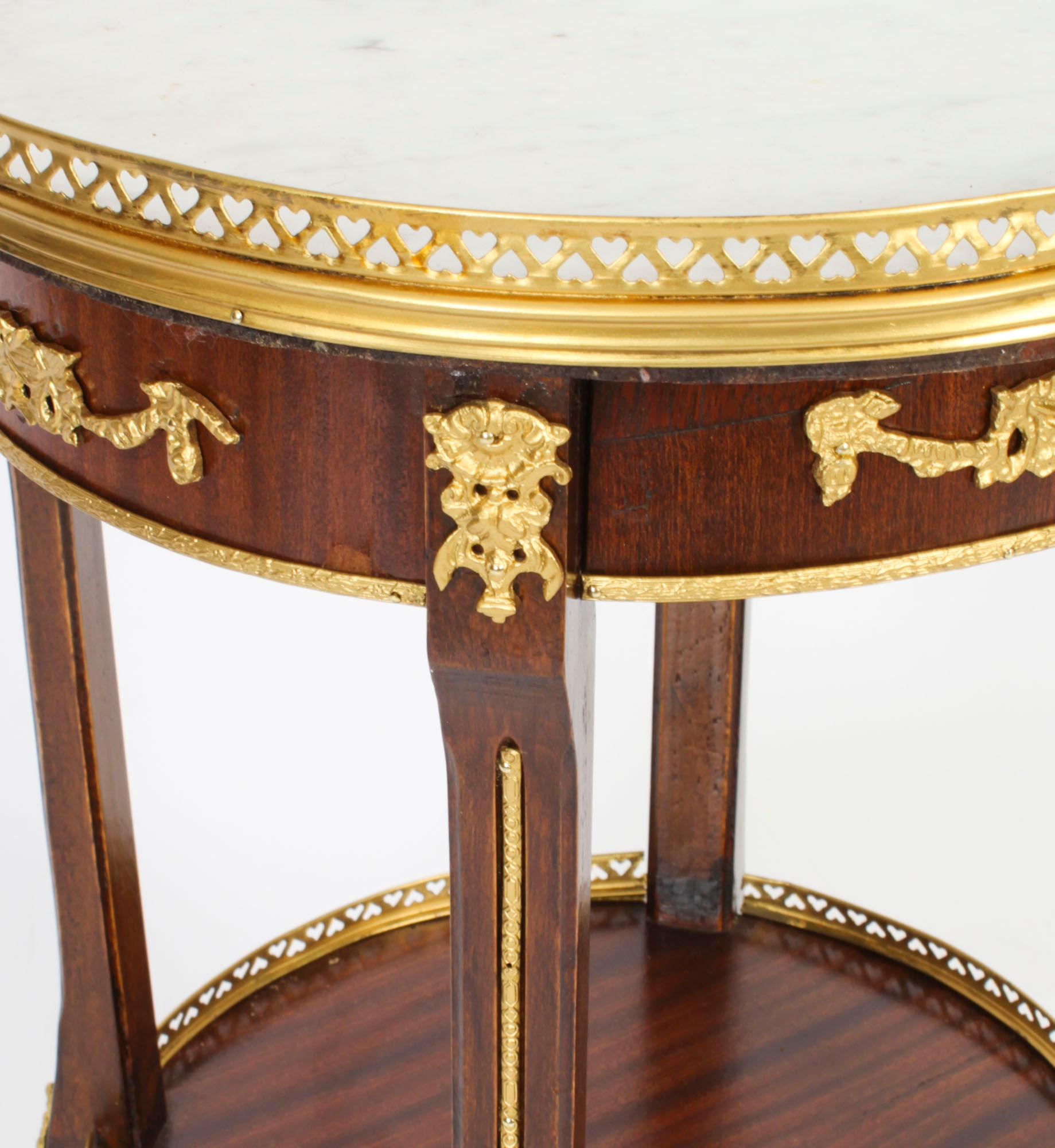 Ancienne table d'appoint Empire en marbre et bronze doré 19ème siècle en vente 3