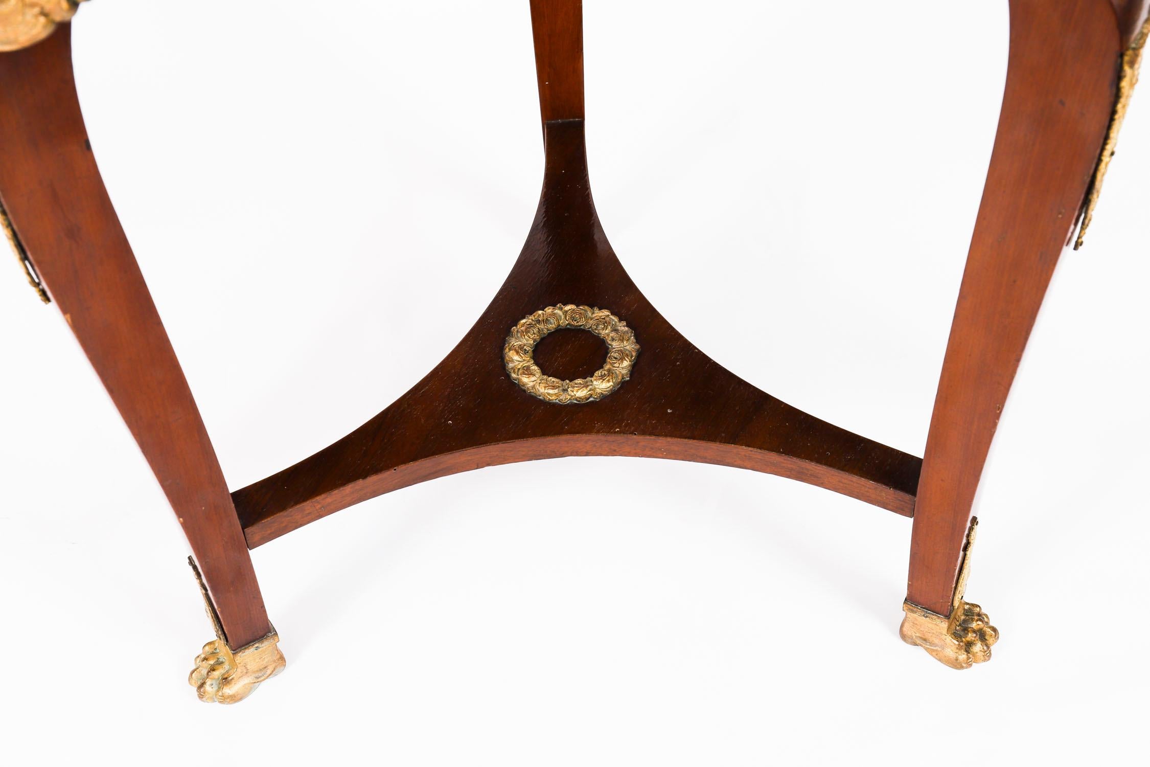 Antique Table d'appoint Empire française en marbre et bronze doré 19ème siècle en vente 7