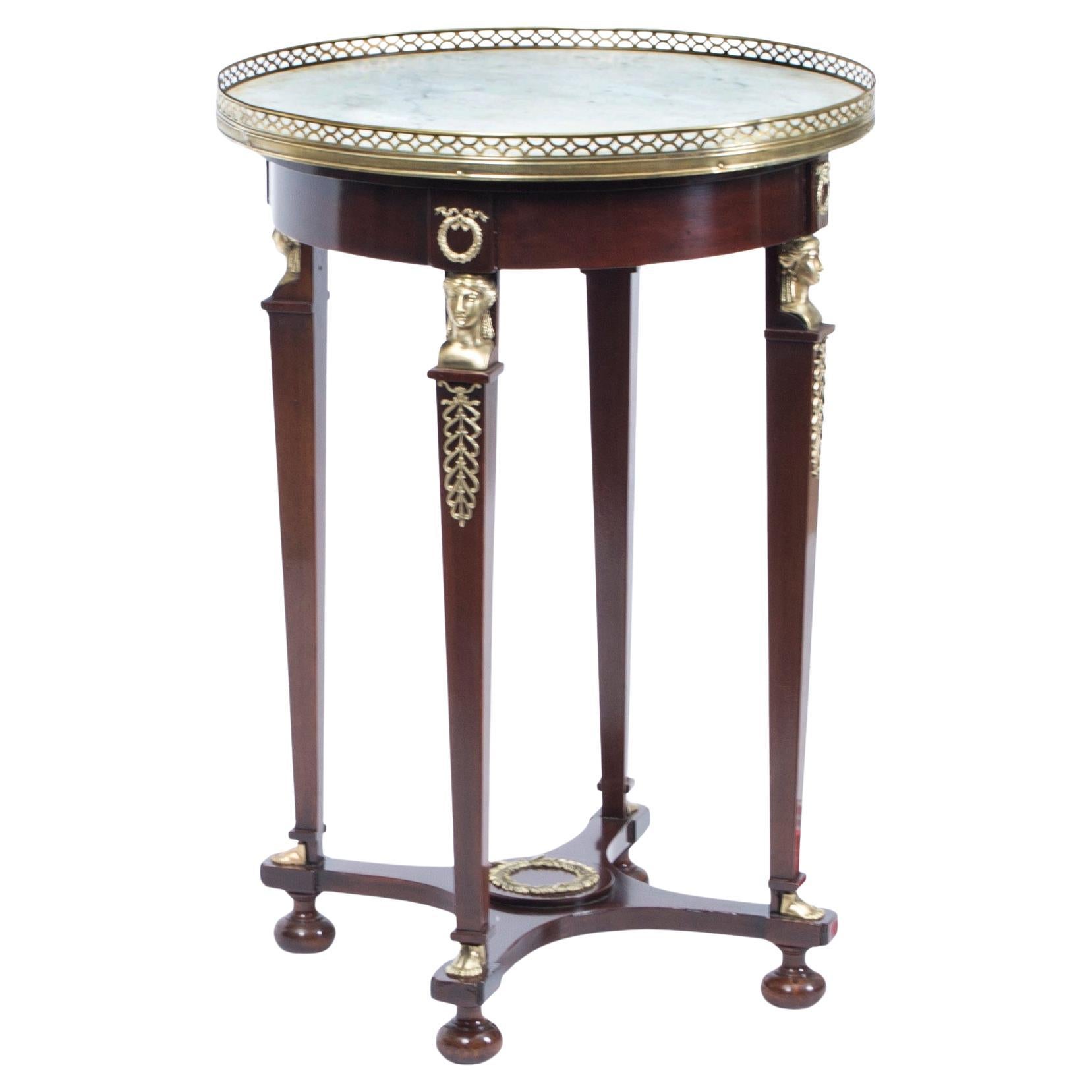 Antique French Empire Marble & Ormolu Occasional Table 19th Century For Sale
