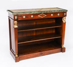 Antique French Empire Marble Top Open Bookcase Mid 19th Century