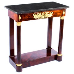 Antique French Empire Marble-Top and Ormolu Console Table, 19th Century