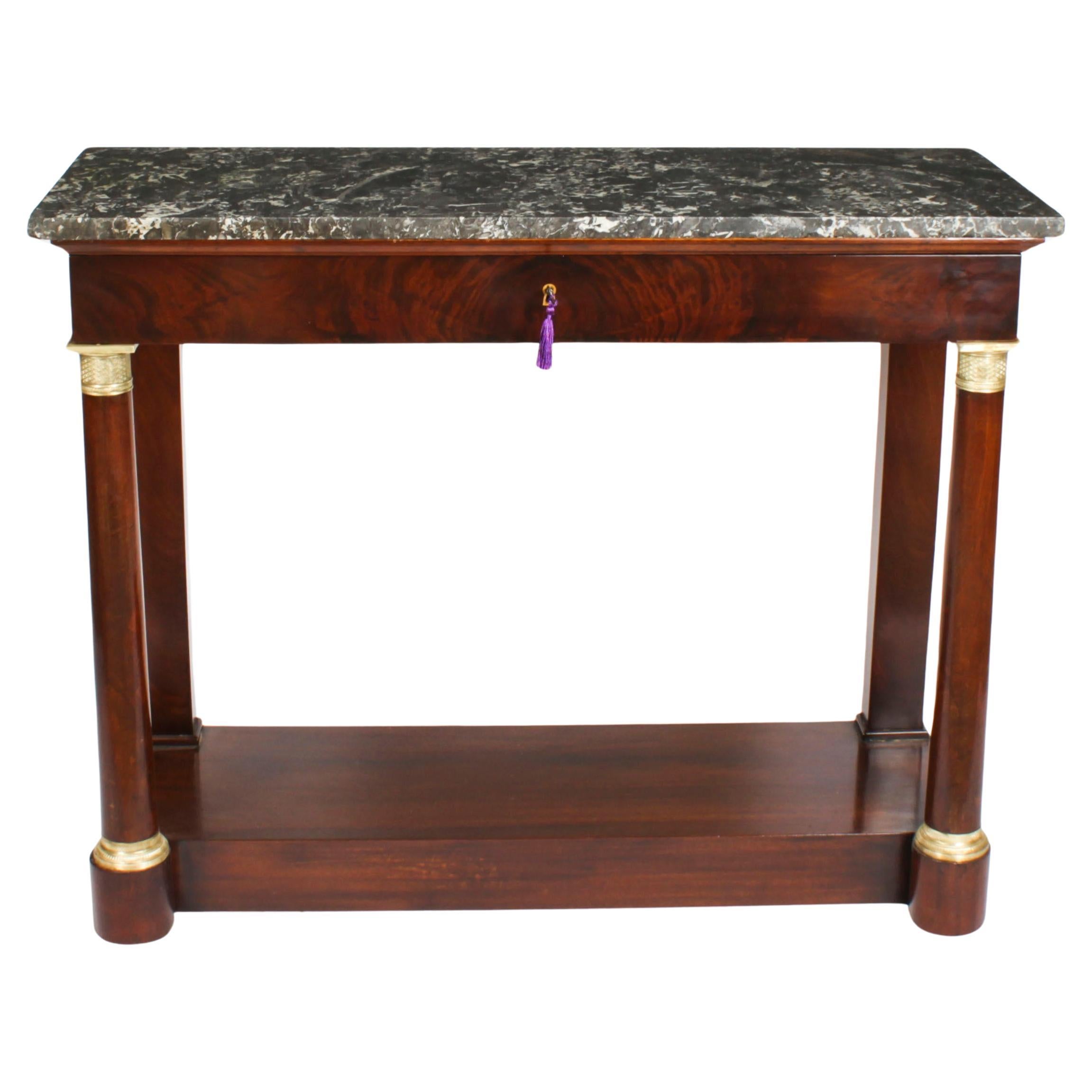 Antique French Empire Marble Top Ormolu Mounted Console Table 19th Century