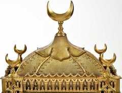 Antique French Empire Moorish Revival Style Bronze Mantel Clock